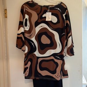 2 Piece NWT.  Brown and black pantsuit.  Size 1X.